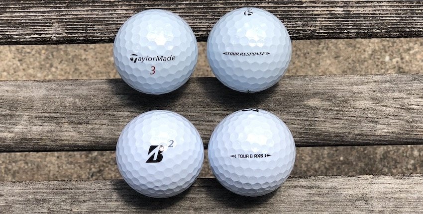 The Taylromade Tour Response Golf Balls vs Bridgestone Tour B RXS Golf Balls