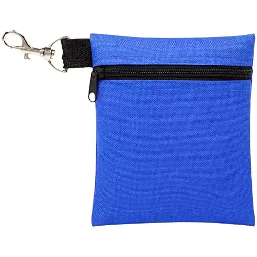 BuyAgain Golf Tee Pouch, 5.62 X 6.87 Inch Professional Zipper Golf Tee/Ball Pouch Bag with Metal Lobster Claw Clip