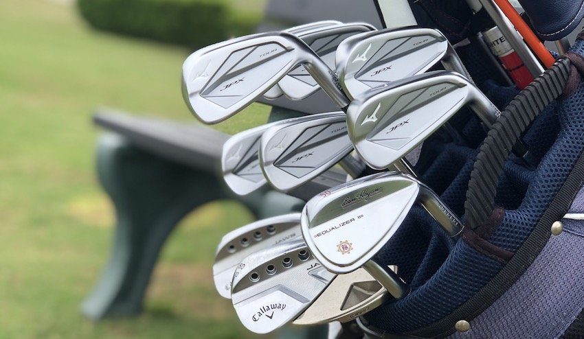 Mizuno JPX 923 Tour Irons in the bag at the range