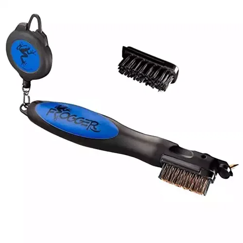 Frogger Golf BrushPro Retractable Dual-Bristle Club Brush/Groove Cleaner