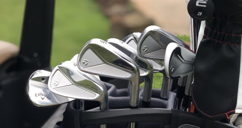Taylormade P-7MC Irons in bag on #1
