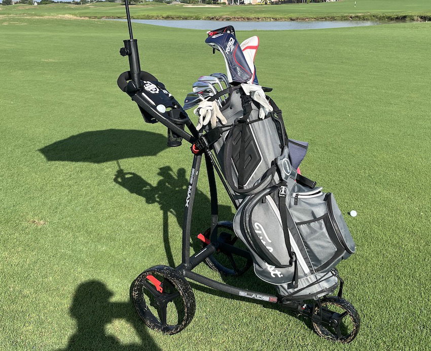Big Max Blade IP Golf Push Cart on the course.