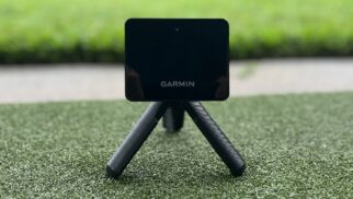 Garmin R10 Launch Monitor on Tripod